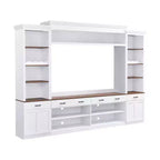 Clihome Farmhouse 4-Piece Entertainment Center TV Stand with Bookshelf and Wine Rack for Living Room