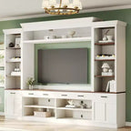 Meuble TV Clihome Farmhouse 4 pièces avec étagère et casier à vin pour salon