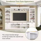 Meuble TV Clihome Farmhouse 4 pièces avec étagère et casier à vin pour salon