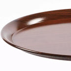 Table d'appoint ronde VIYET 21 Mermaid Tail, Table d'appoint piédestal en métal Art Déco, Table d'appoint minimaliste de style plateau pour petits espaces (Noyer brun)
