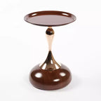 Table d'appoint ronde VIYET 21 Mermaid Tail, Table d'appoint piédestal en métal Art Déco, Table d'appoint minimaliste de style plateau pour petits espaces (Noyer brun)