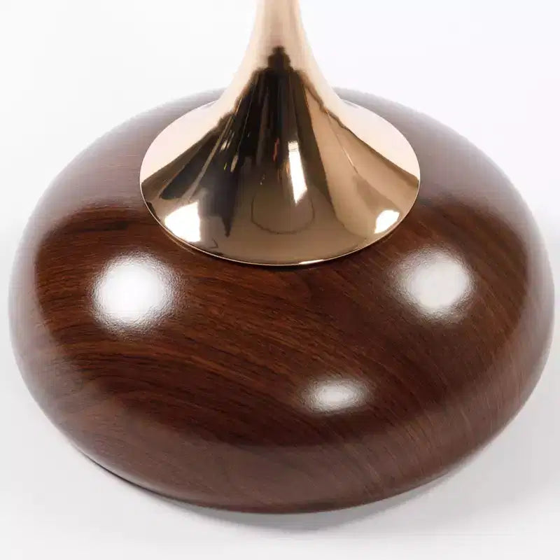 Table d'appoint ronde VIYET 21 Mermaid Tail, Table d'appoint piédestal en métal Art Déco, Table d'appoint minimaliste de style plateau pour petits espaces (Noyer brun)
