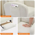 Fauteuil à bascule moderne pour chambre d'enfant, Fauteuil à bascule confortable avec pochette latérale, repose-pieds, Fauteuil à bascule rembourré de style Mid-Century pour salon, chambre à coucher