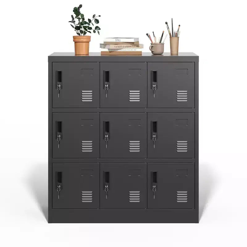 Employee Storage Locker, Multiple Doors Steel Gym Lockers with Card Slots and Vents