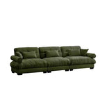 MAYEERTY Canapé moderne extra large 3 places en velours, soutien confortable pour le dos et l'assise, avec coussins lombaires et coussins décoratifs, vert olive