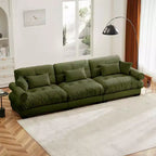 MAYEERTY Canapé moderne extra large 3 places en velours, soutien confortable pour le dos et l'assise, avec coussins lombaires et coussins décoratifs, vert olive