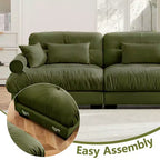 MAYEERTY Canapé moderne extra large 3 places en velours, soutien confortable pour le dos et l'assise, avec coussins lombaires et coussins décoratifs, vert olive