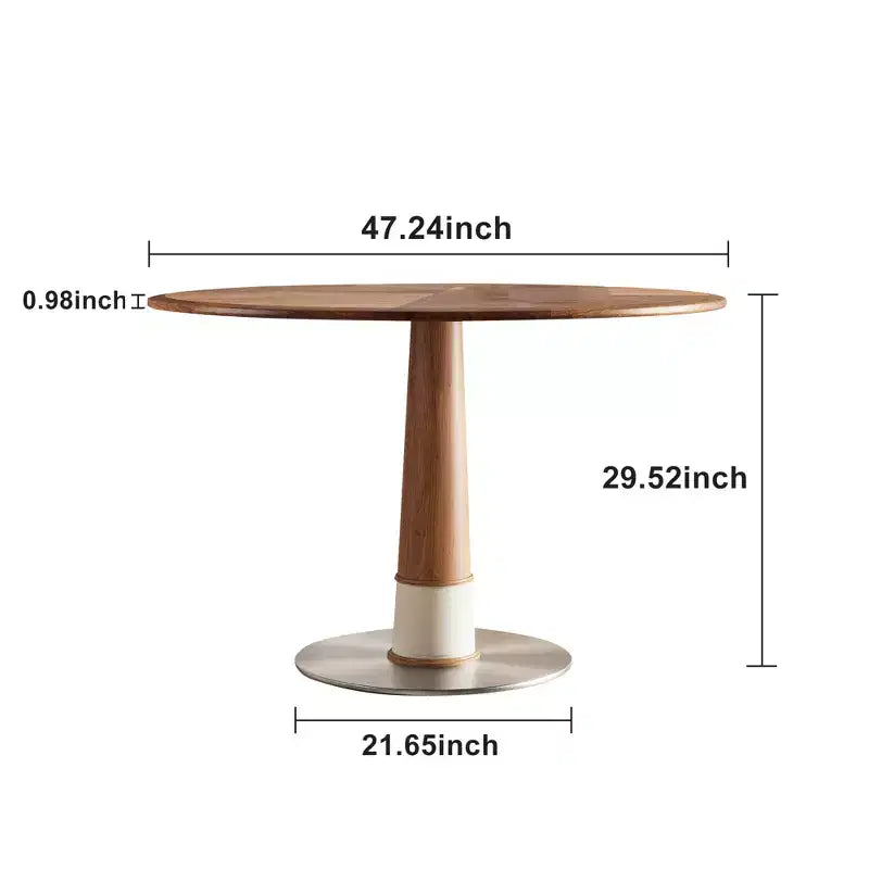 Table à manger ronde 47,24 po, base en acier inoxydable, plateau en bois, table de cuisine à pied central pour 4 personnes, bureau circulaire moderne Gaoyangjiaju