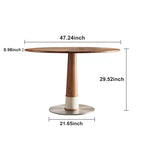 Table à manger ronde 47,24 po, base en acier inoxydable, plateau en bois, table de cuisine à pied central pour 4 personnes, bureau circulaire moderne Gaoyangjiaju