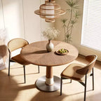 Table à manger ronde 47,24 po, base en acier inoxydable, plateau en bois, table de cuisine à pied central pour 4 personnes, bureau circulaire moderne Gaoyangjiaju