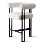 Tabourets de bar modernes à hauteur de comptoir avec dossier et accoudoirs, tabourets de comptoir rembourrés en tissu bouclé beige pour îlot de cuisine ou bar à domicile - Panipeachy