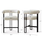 Tabourets de bar modernes à hauteur de comptoir avec dossier et accoudoirs, tabourets de comptoir rembourrés en tissu bouclé beige pour îlot de cuisine ou bar à domicile - Panipeachy