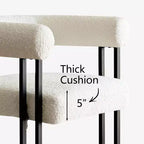 Tabourets de bar modernes à hauteur de comptoir avec dossier et accoudoirs, tabourets de comptoir rembourrés en tissu bouclé beige pour îlot de cuisine ou bar à domicile - Panipeachy