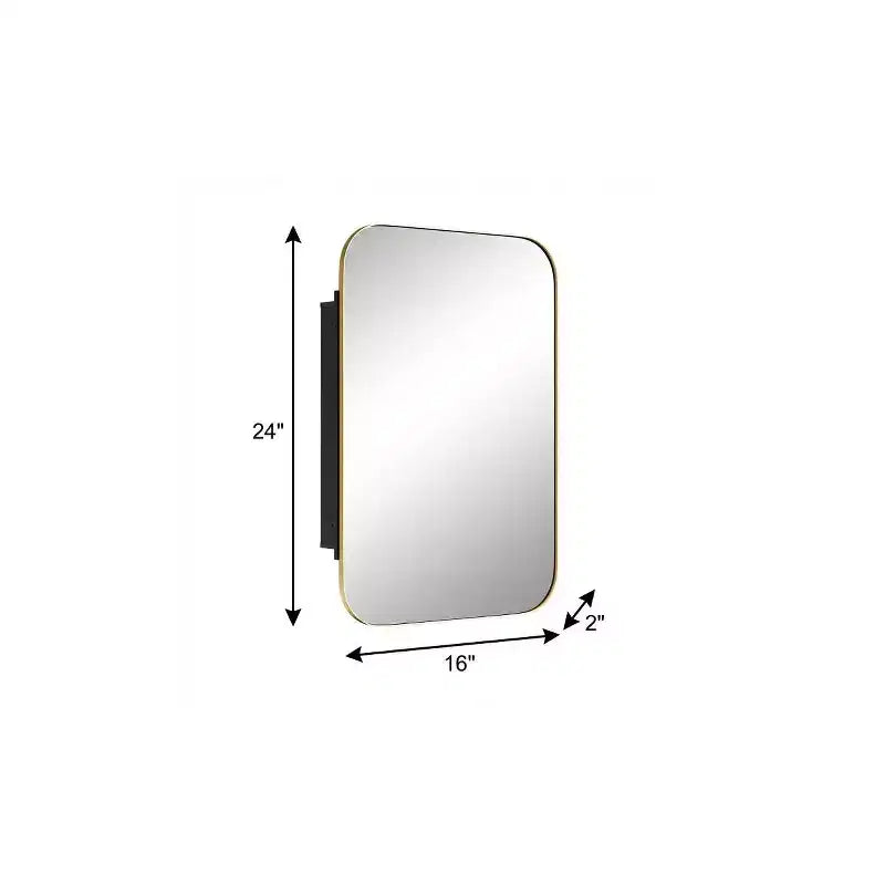 HomeRoots Meuble de salle de bain avec miroir encadré en métal doré de 24 po