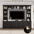 Meuble TV tout-en-un Zen GDFStudio pour téléviseur 70 pouces, avec 3 étagères réglables et un meuble de rangement