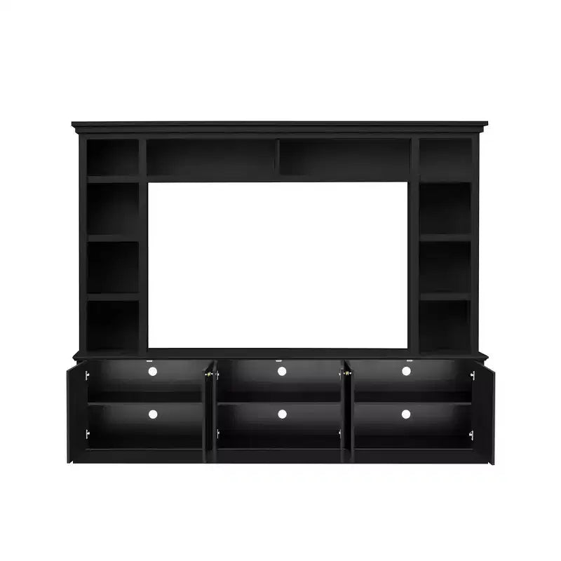 Meuble TV tout-en-un Zen GDFStudio pour téléviseur 70 pouces, avec 3 étagères réglables et un meuble de rangement