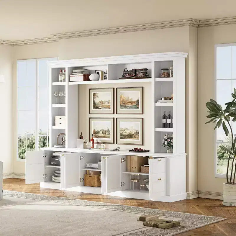 Meuble TV tout-en-un Zen GDFStudio pour téléviseur 70 pouces, avec 3 étagères réglables et un meuble de rangement