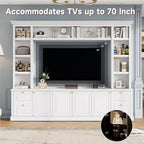 Meuble TV tout-en-un Zen GDFStudio pour téléviseur 70 pouces, avec 3 étagères réglables et un meuble de rangement