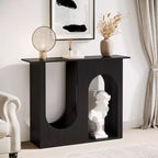 Table console noire Lantine de 39,4 po avec design arqué, table console étroite pour derrière le canapé, entrée, couloir, salon, assemblage facile.