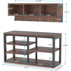 Ensemble Lantine Banc porte-chaussures industriel avec porte-manteau, 3 compartiments de rangement et 7 crochets pour entrée, couloir, design 5-en-1, marron rustique