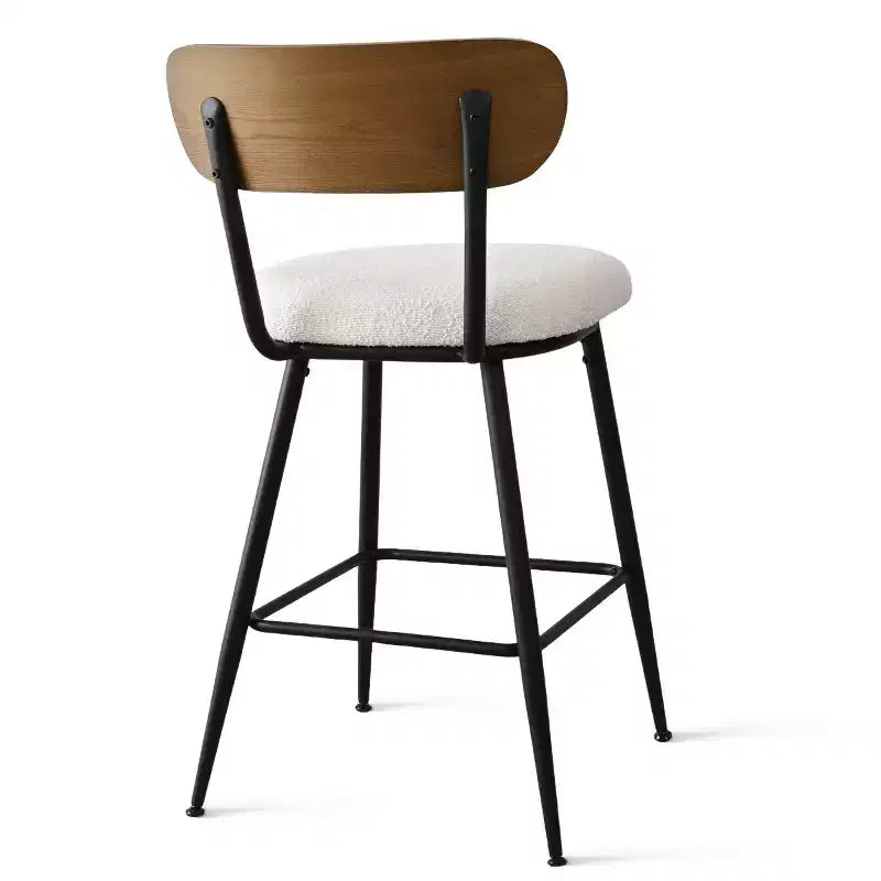 Lot de 4 tabourets de bar sans accoudoirs hauteur comptoir avec dossiers, chaises îlot rembourrées en bouclette crème de 27 pouces avec pieds en métal - Panipeachy