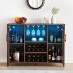 Cave à vin avec rangement et lumière, Meuble de bar pour la maison, Armoire à liqueurs pour la maison, Meuble à café avec porte-verres