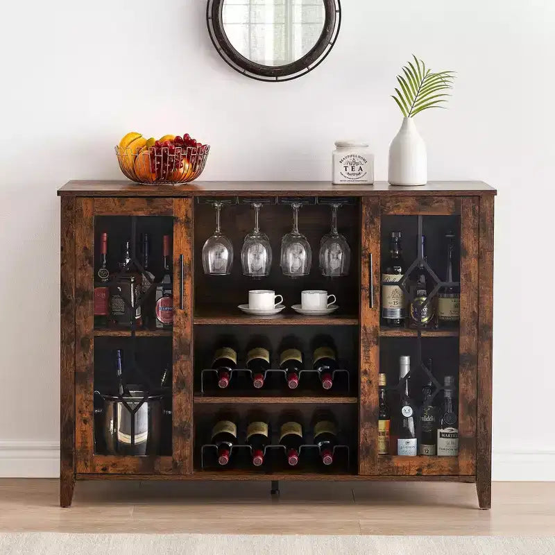 Cave à vin avec rangement et lumière, Meuble de bar pour la maison, Armoire à liqueurs pour la maison, Meuble à café avec porte-verres