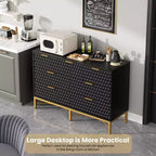Commode moderne à 7 tiroirs, table de chevet avec plateau large pour chambre, noir