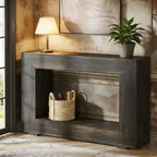 Console de ferme, table de canapé rustique en bois avec rangement pour entrée