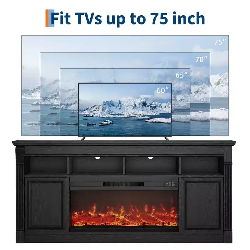 Meuble TV de ferme de 32 pouces 68, centre de divertissement pour téléviseurs jusqu'à 75 pouces, console média avec armoires de rangement ouvertes pour le salon