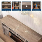 Meuble TV de ferme de 32 pouces 68, centre de divertissement pour téléviseurs jusqu'à 75 pouces, console média avec armoires de rangement ouvertes pour le salon