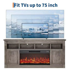 Meuble TV de ferme de 32 pouces 68, centre de divertissement pour téléviseurs jusqu'à 75 pouces, console média avec armoires de rangement ouvertes pour le salon