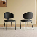 MAYEERTY Dining Chairs Set of 2, Modern PU Leather Metal Dining Chairs with Ergonomic Curved Backrest, for Dining Room, Cafe, Office
