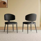 MAYEERTY Dining Chairs Set of 2, Modern PU Leather Metal Dining Chairs with Ergonomic Curved Backrest, for Dining Room, Cafe, Office
