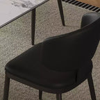 MAYEERTY Lot de 2 chaises de salle à manger, chaises de salle à manger modernes en cuir PU et métal avec dossier incurvé ergonomique, pour salle à manger, café, bureau