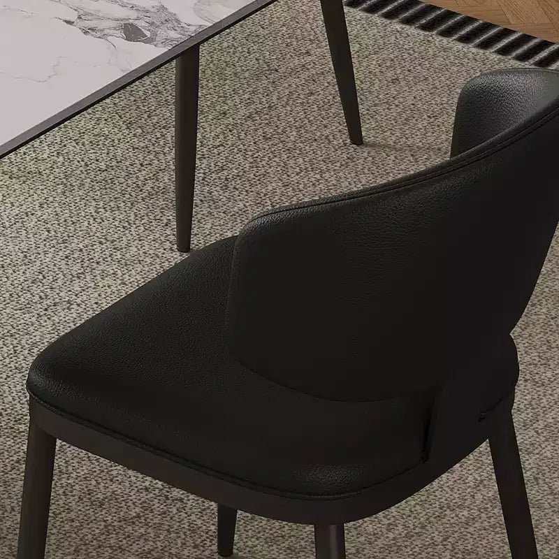MAYEERTY Lot de 2 chaises de salle à manger, chaises de salle à manger modernes en cuir PU et métal avec dossier incurvé ergonomique, pour salle à manger, café, bureau