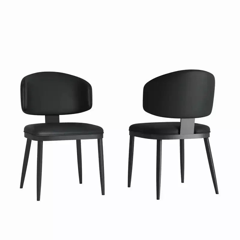MAYEERTY Lot de 2 chaises de salle à manger, chaises de salle à manger modernes en cuir PU et métal avec dossier incurvé ergonomique, pour salle à manger, café, bureau
