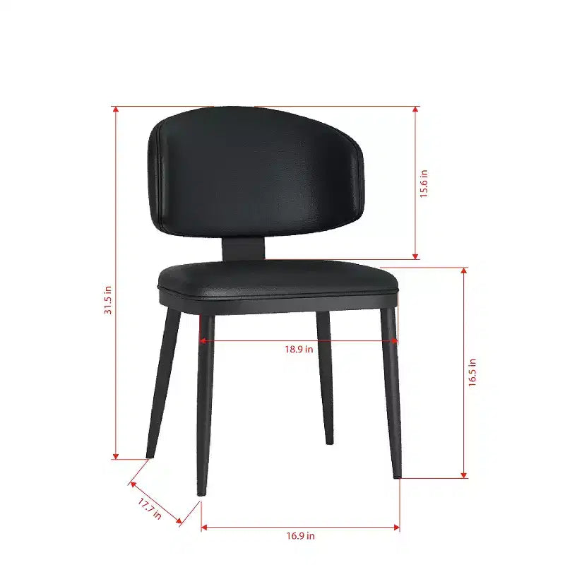 MAYEERTY Lot de 2 chaises de salle à manger, chaises de salle à manger modernes en cuir PU et métal avec dossier incurvé ergonomique, pour salle à manger, café, bureau