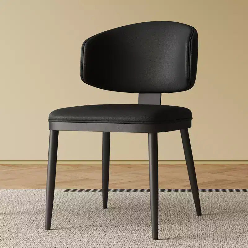 MAYEERTY Lot de 2 chaises de salle à manger, chaises de salle à manger modernes en cuir PU et métal avec dossier incurvé ergonomique, pour salle à manger, café, bureau