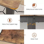 Table à manger industrielle de 71 pouces, grande table de cuisine rectangulaire avec pieds en métal, coins arrondis, tables de conférence en bois, bureau d'écriture pour salle à manger