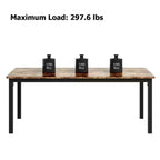Table à manger industrielle de 71 pouces, grande table de cuisine rectangulaire avec pieds en métal, coins arrondis, tables de conférence en bois, bureau d'écriture pour salle à manger