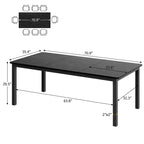 Table à manger industrielle de 71 pouces, grande table de cuisine rectangulaire avec pieds en métal, coins arrondis, tables de conférence en bois, bureau d'écriture pour salle à manger