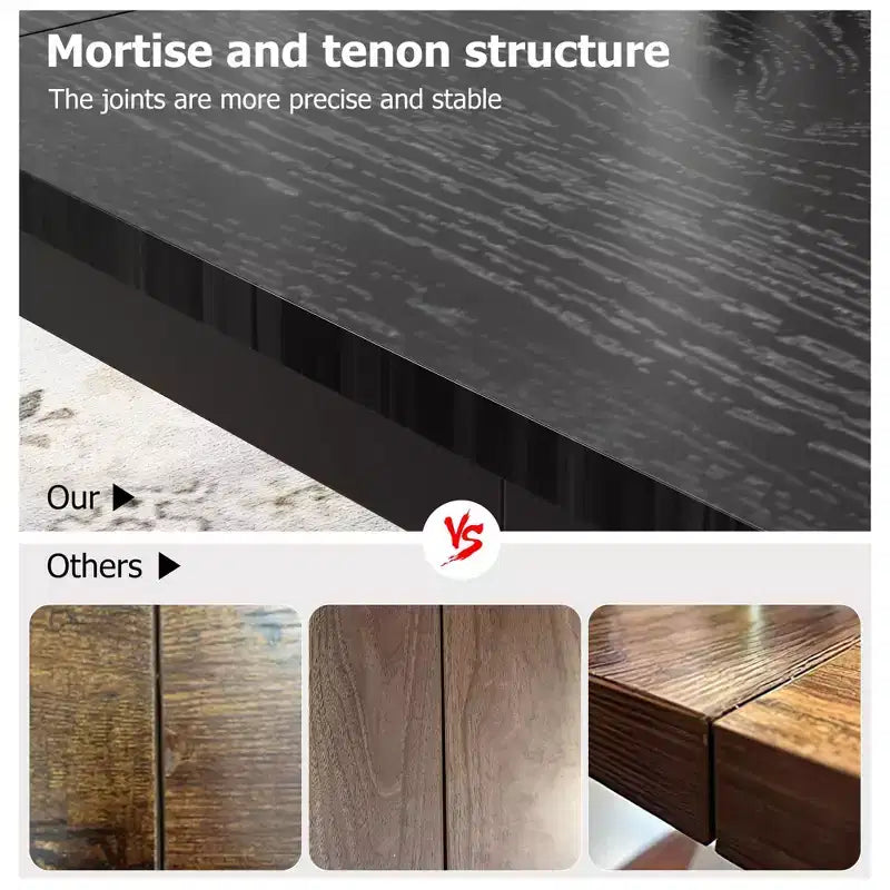 Table à manger industrielle de 71 pouces, grande table de cuisine rectangulaire avec pieds en métal, coins arrondis, tables de conférence en bois, bureau d'écriture pour salle à manger