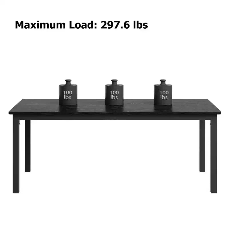 Table à manger industrielle de 71 pouces, grande table de cuisine rectangulaire avec pieds en métal, coins arrondis, tables de conférence en bois, bureau d'écriture pour salle à manger