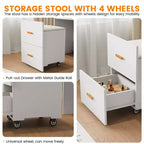 Coiffeuse 3-en-1 avec lumières, table de maquillage compacte, tabouret à roulettes et nombreux rangements, parfaite pour les petites chambres, les appartements et les chambres de filles.