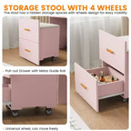 Coiffeuse 3-en-1 avec lumières, table de maquillage compacte, tabouret à roulettes et nombreux rangements, parfaite pour les petites chambres, les appartements et les chambres de filles.