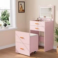 3-in-1 Vanity Set with Lights,Compact Makeup Table, Rolling Stool & Ample Storage, Perfect for Small Bedrooms,Apartments & Girls' Rooms