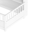 Lit au sol Montessori Bellemave en bois avec barrières de sécurité de style clôture de 21,4 pouces et 5 étagères de rangement, cadre de lit pour enfants pour chambre à coucher,