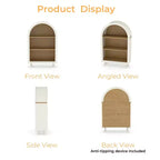 MAYEERTY Meuble de rangement arqué Étagère en bois avec 3 étagères Grain de bois pour salon chambre blanc