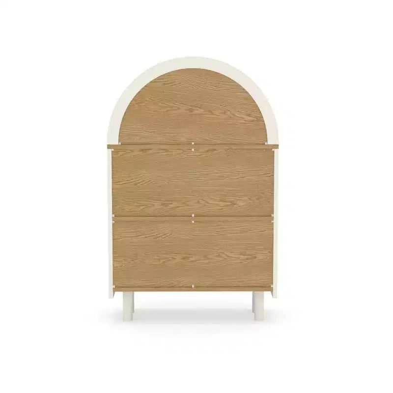 MAYEERTY Meuble de rangement arqué Étagère en bois avec 3 étagères Grain de bois pour salon chambre blanc